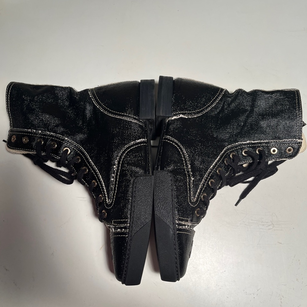 Taking offers! CHANEL black canvas boots size 40 US 10-11 - Picture 5 of 8